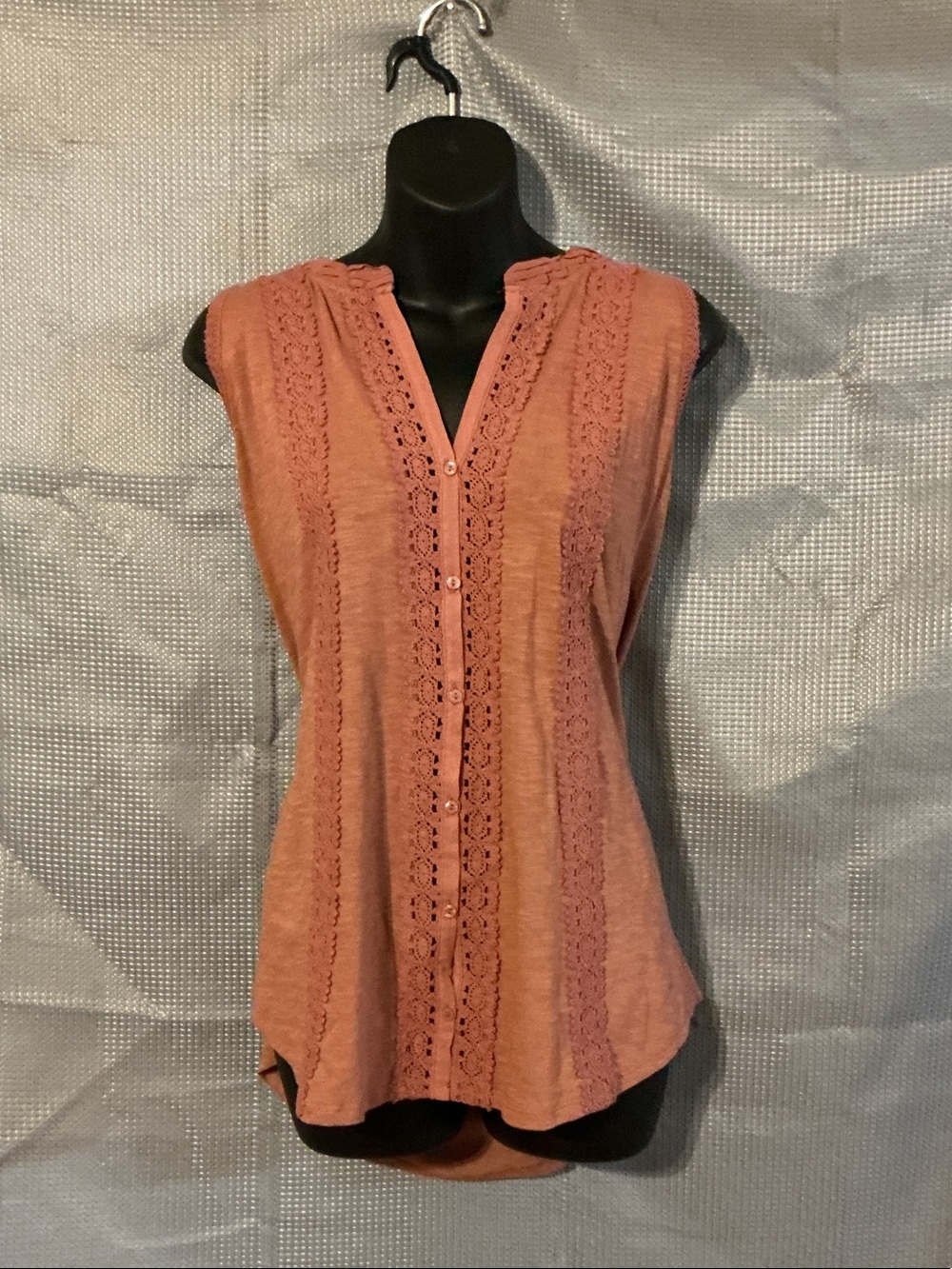 Meadow Rue Lace-Trim Button Front Camisole - Dusty Rose